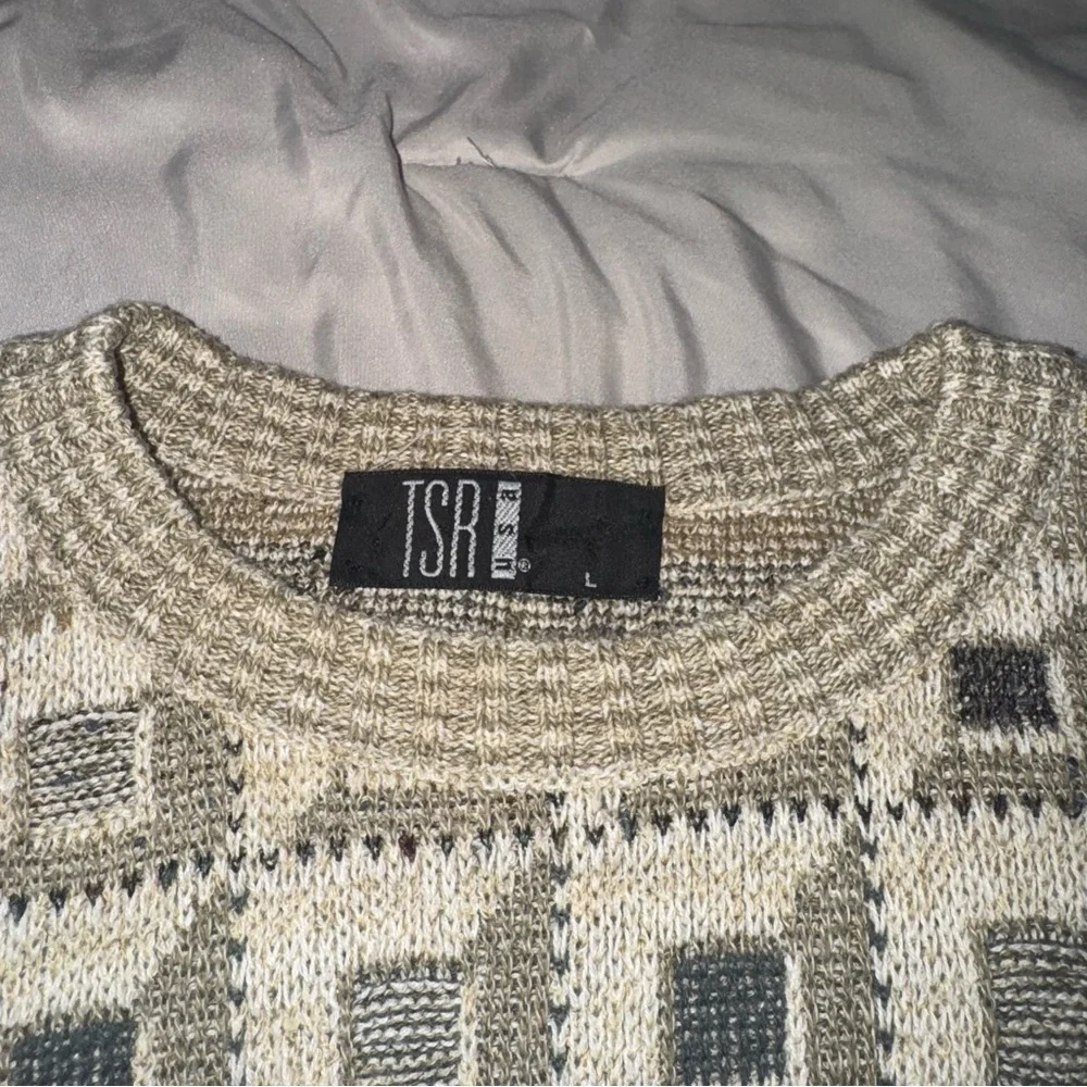 Vintage TSR USA Mens Knit Sweater Sz L Pullover Crew‎ Neck Geometric 80s 90s